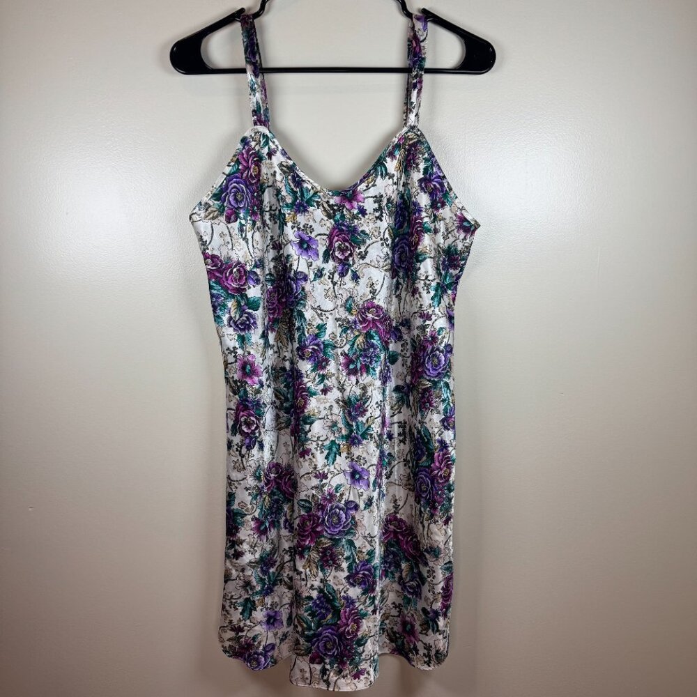 Adonna Vintage Floral Satin Nightgown Womens Size Medium